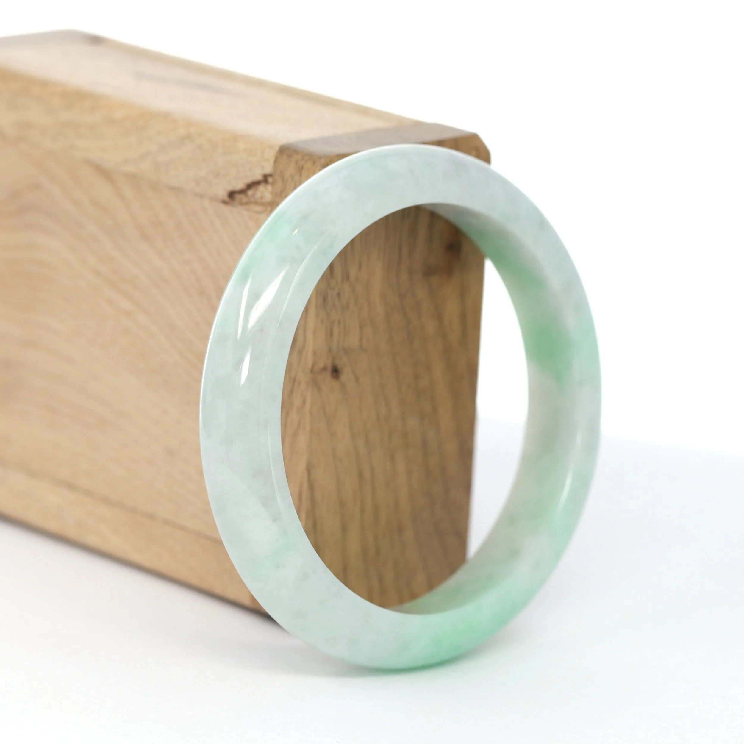RealJade® Co. "Classic Bangle" Lavender- Green Natural Burmese Jadeite Jade Bangle #608