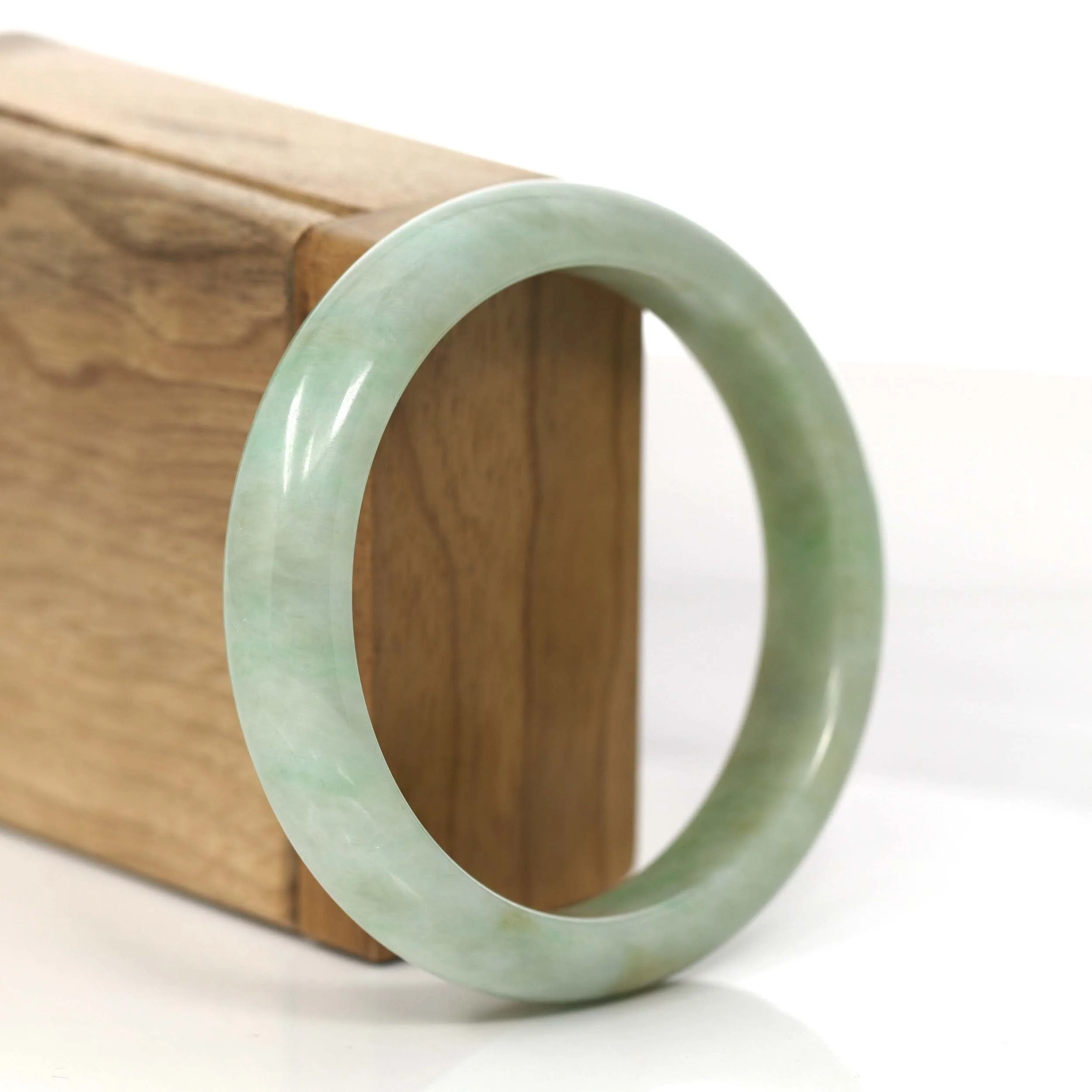 RealJade® Co.  "Classic Bangle" Yellow Green Natural Burmese Jadeite Jade Bangle (57.59 mm) #759