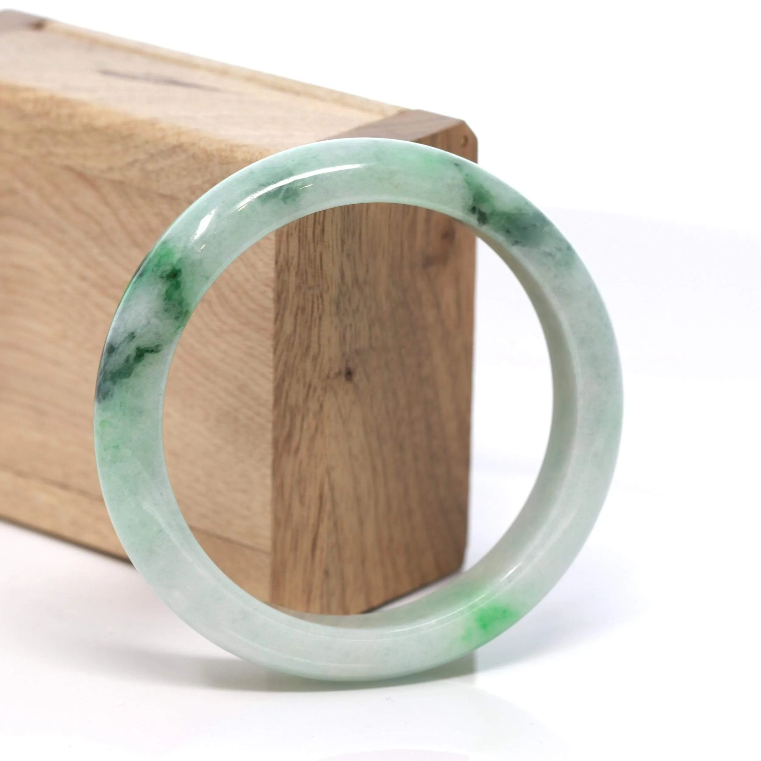 RealJade® "Classic Bangle" Genuine Burmese Green Jadeite Jade Bangle Bracelet (58.2 mm) #167