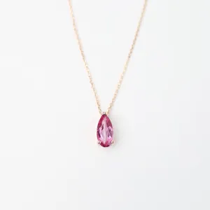 Rose Gold Pear Shaped Pink Topaz Necklace