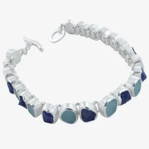 Rough Stone Two Blues Sterling Silver Bracelet