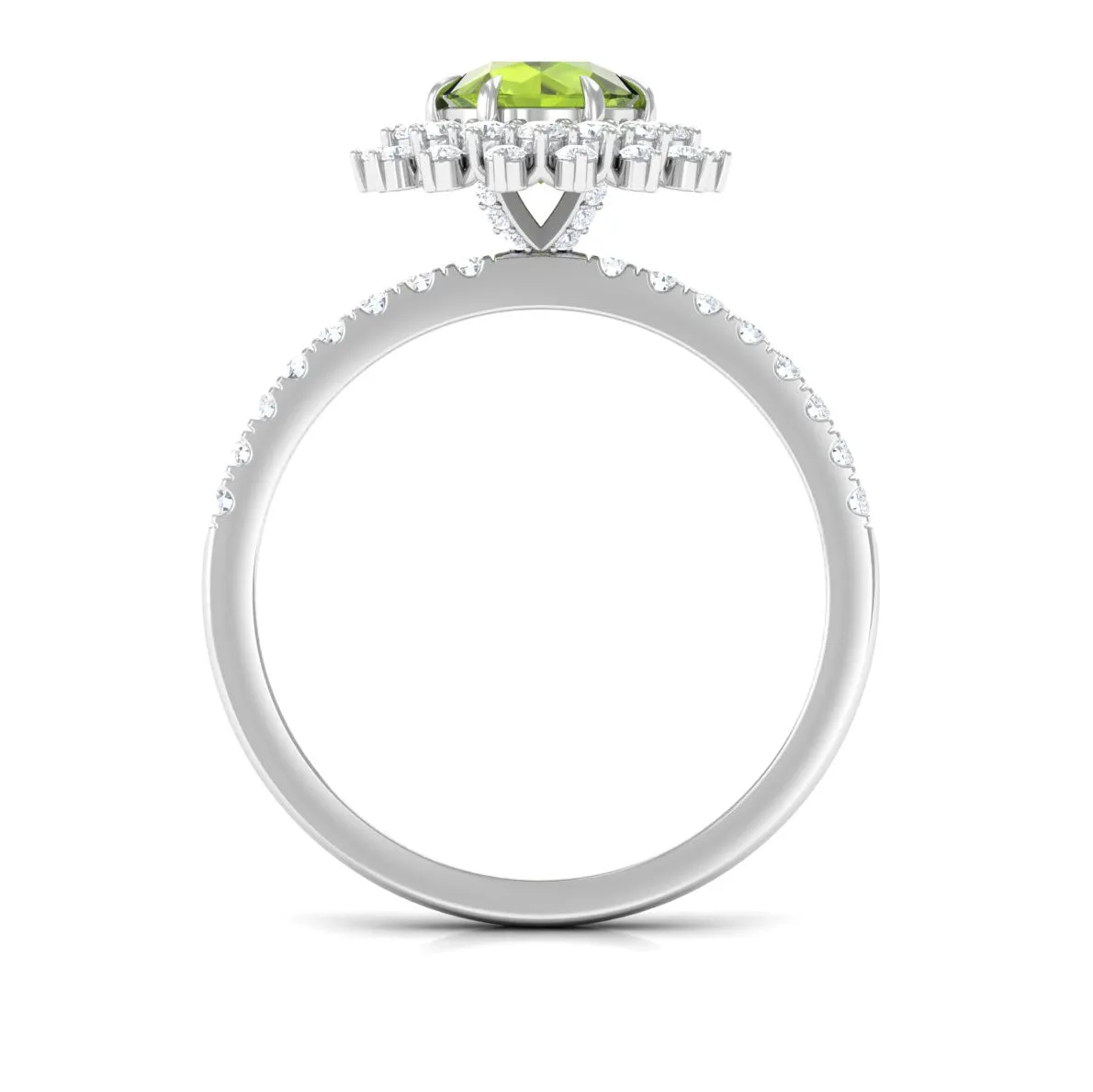 Round Peridot Statement Engagement Ring with Moissanite Cluster Halo