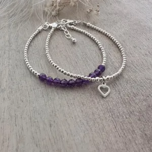 Set of Amethyst Bracelets, February Birthstone