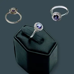 Silver, Amethyst & White Topaz, Ring