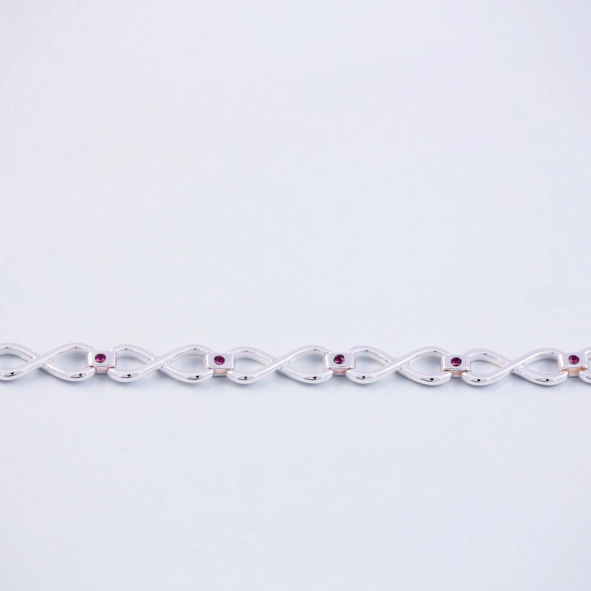 Silver Amethyst February Birthstone Infinity Link Bracelet