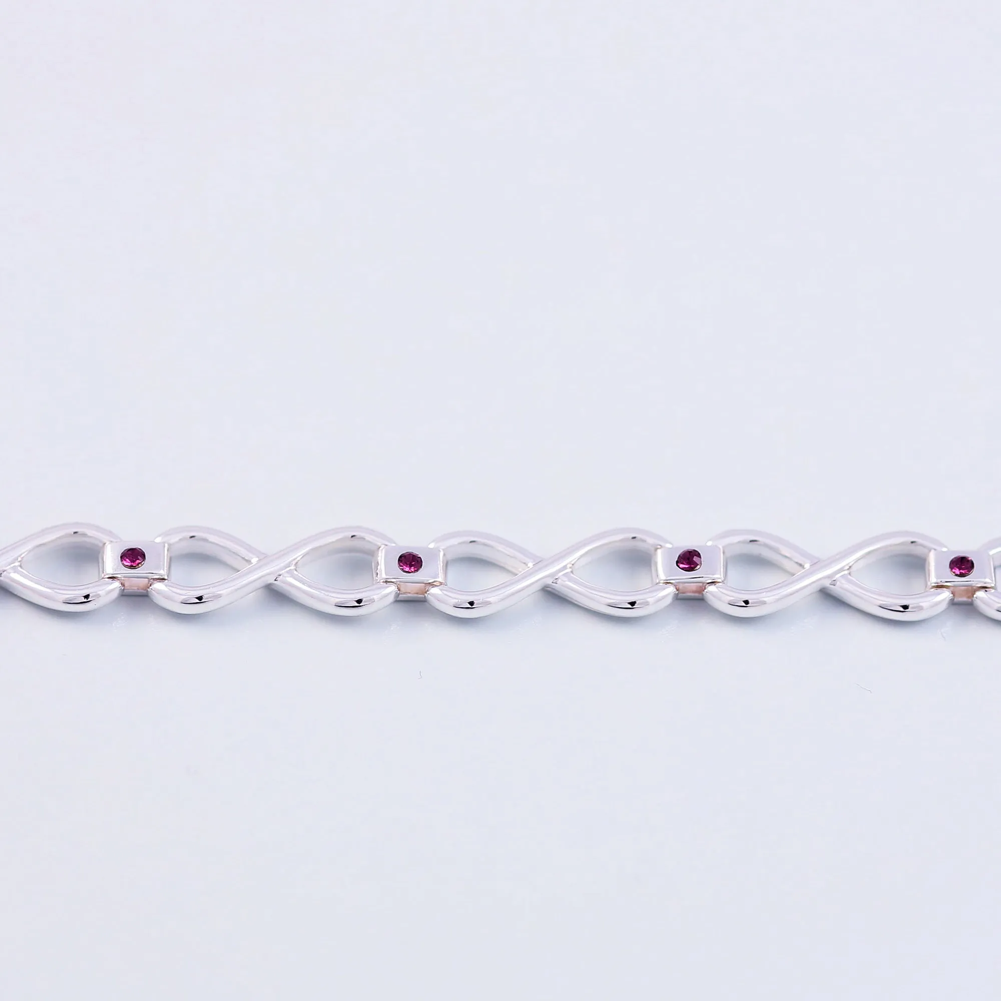 Silver Amethyst February Birthstone Infinity Link Bracelet