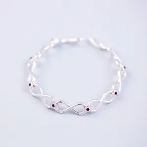 Silver Amethyst February Birthstone Infinity Link Bracelet