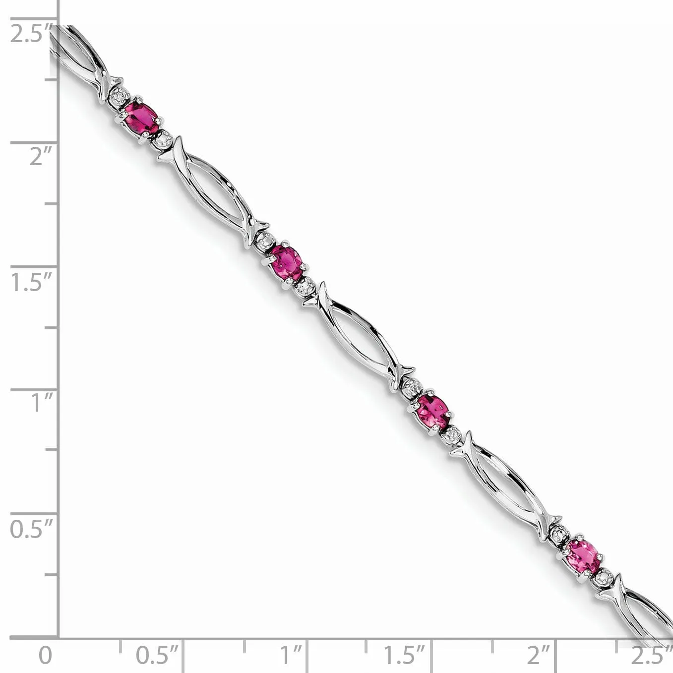 Silver Tourmaline Gemstone Diamond Bracelet