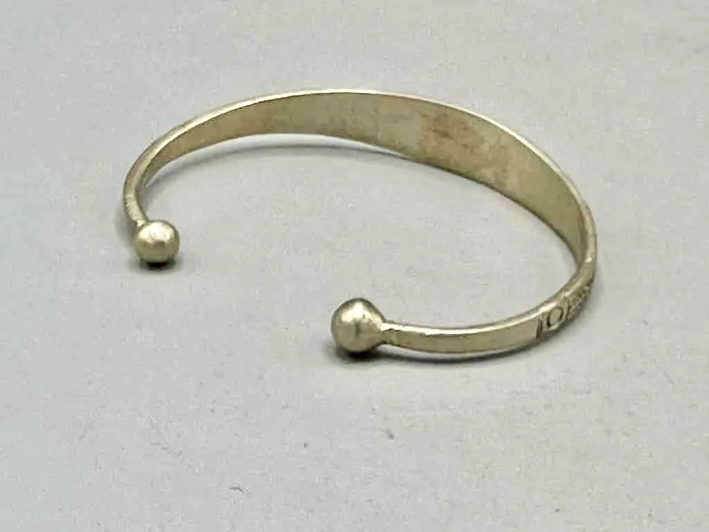 Small Wide Tuareg Coin Silver Etched Bracelet