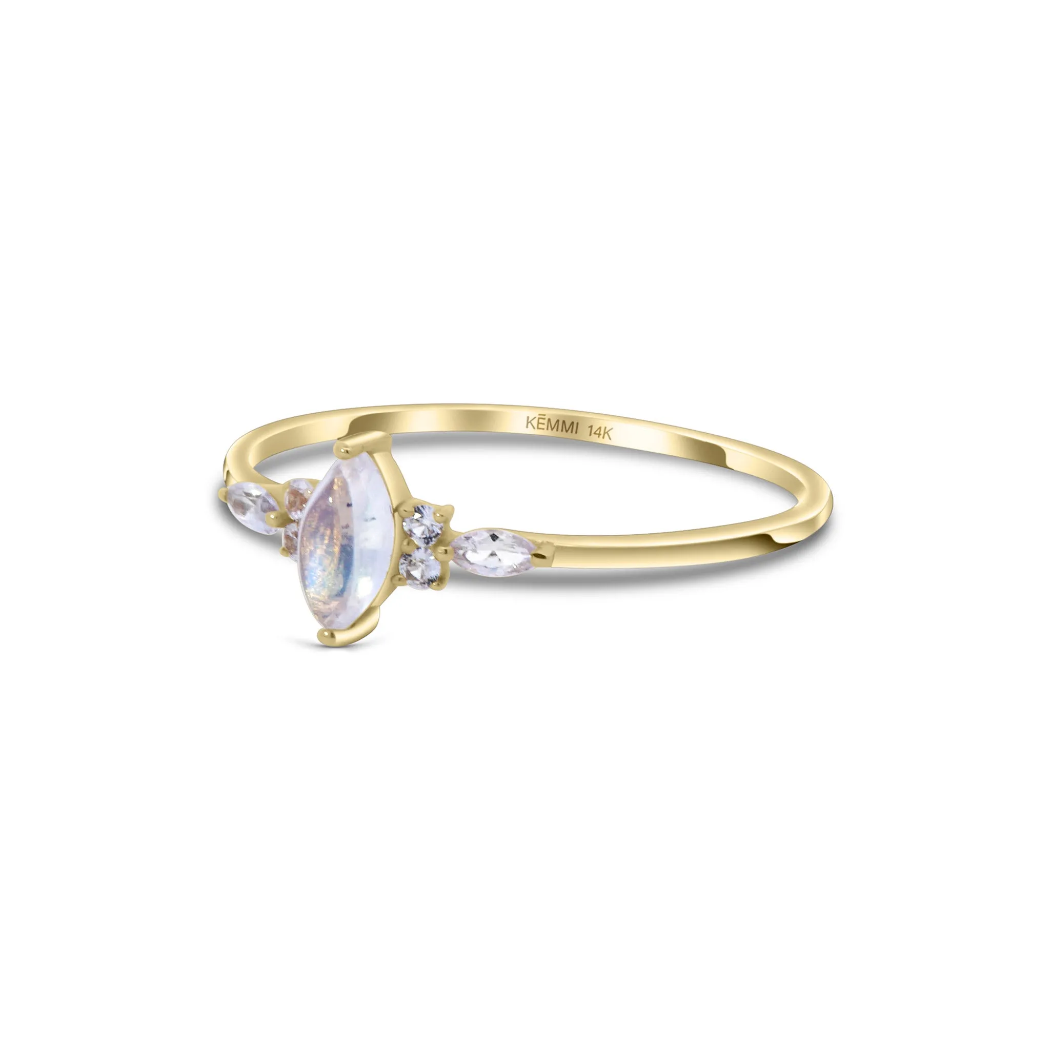 Solid Gold Genesis Moonstone & White Sapphire Ring