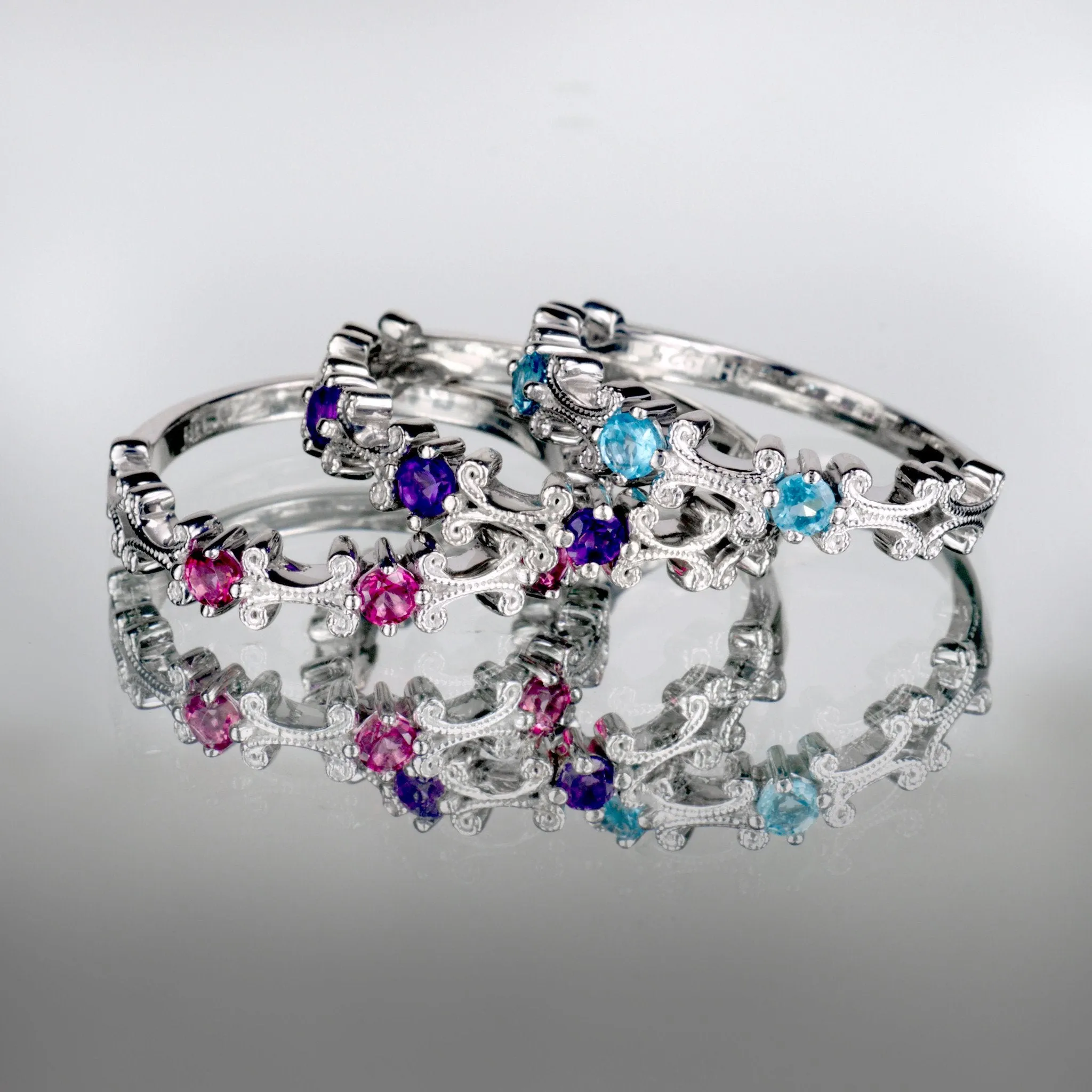 Stackable Silver Blue Topaz Ring