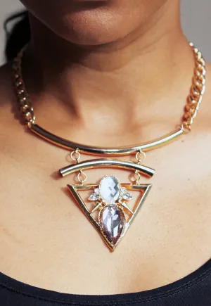 Statement Faux Crystal Triangle Necklace