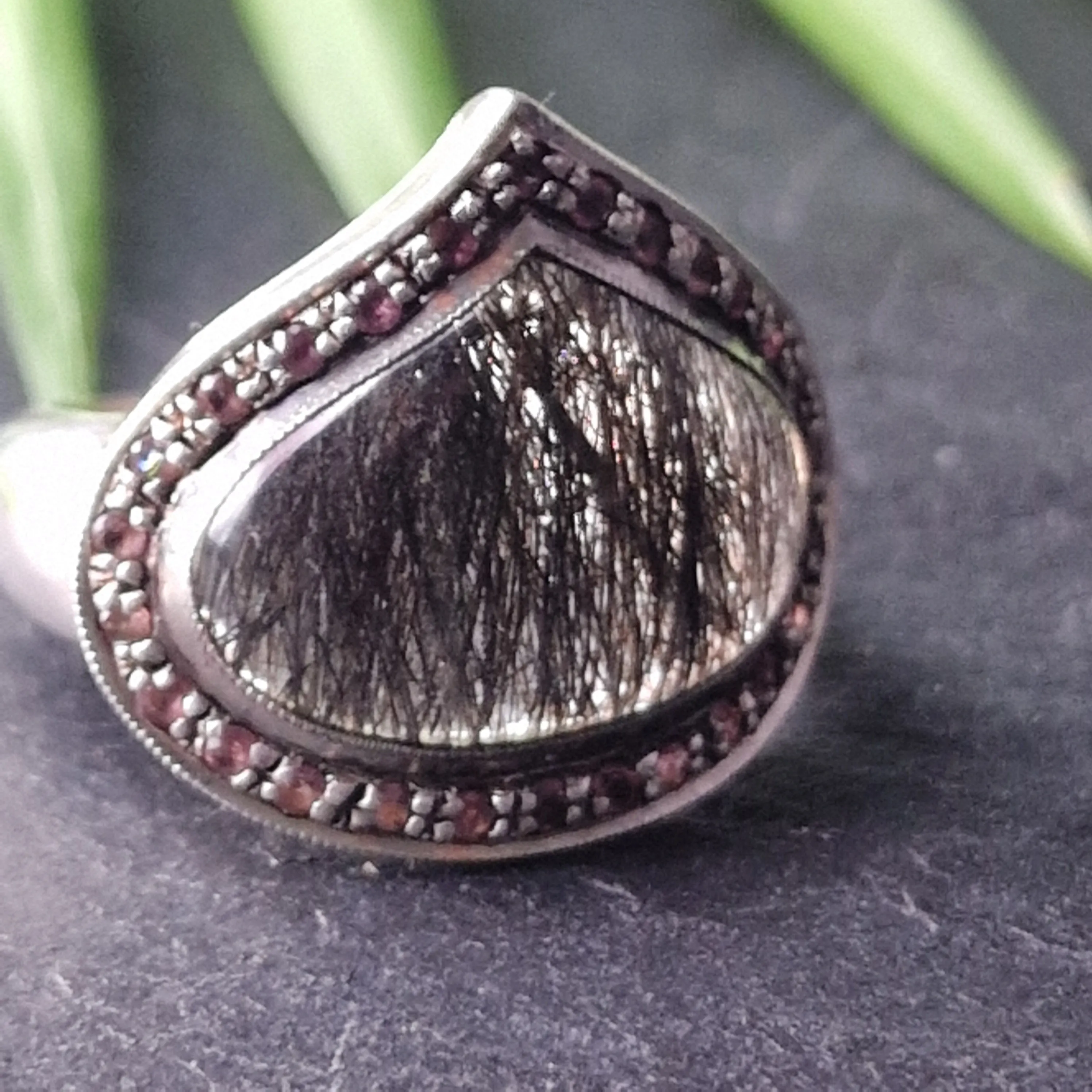Stunning Statement Piece Rutilated Quartz Silver Sterling Ring