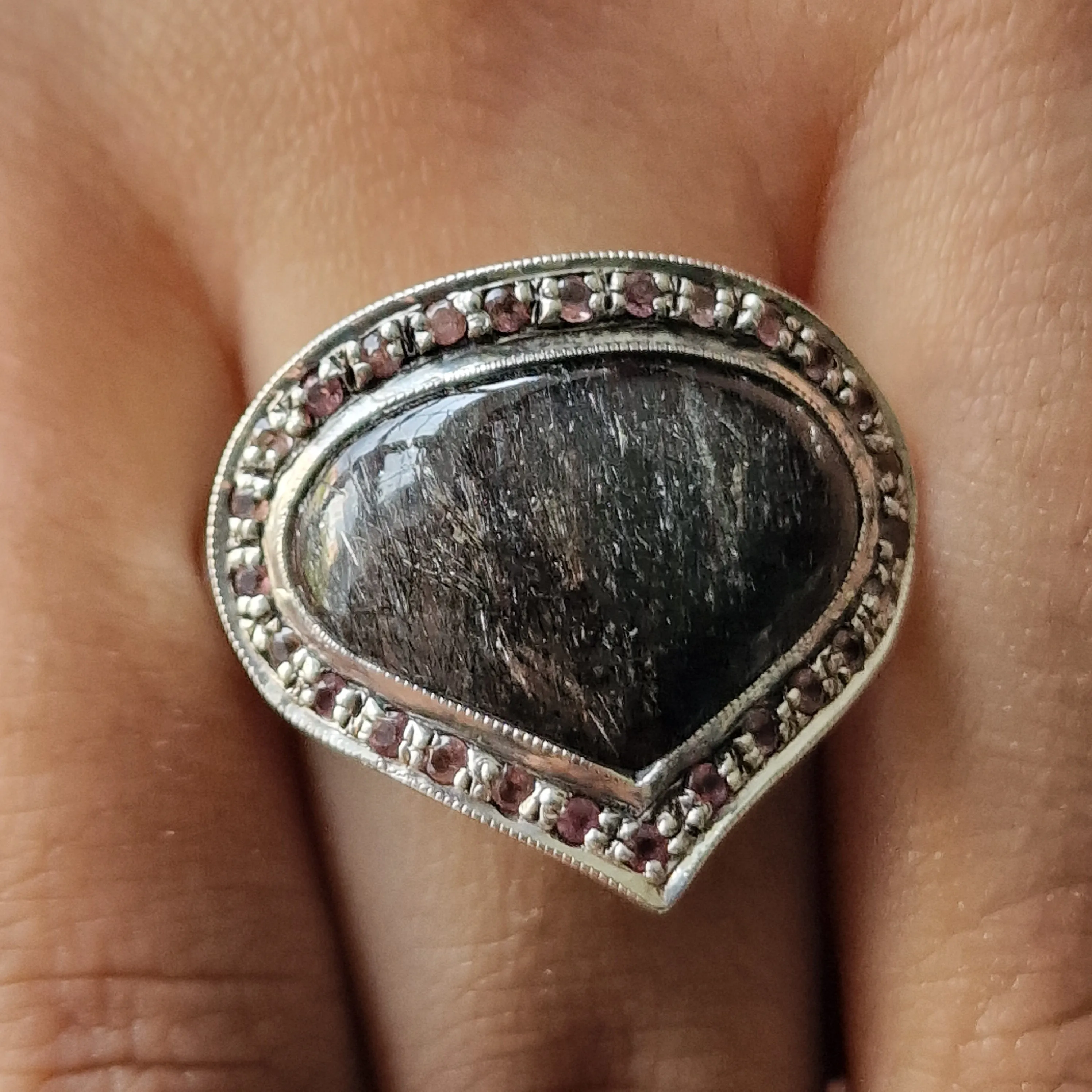 Stunning Statement Piece Rutilated Quartz Silver Sterling Ring