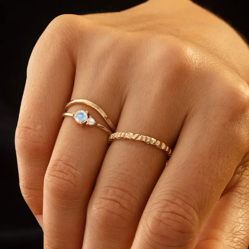 Unity Ring, Rainbow Moonstone, 9kt Yellow Gold