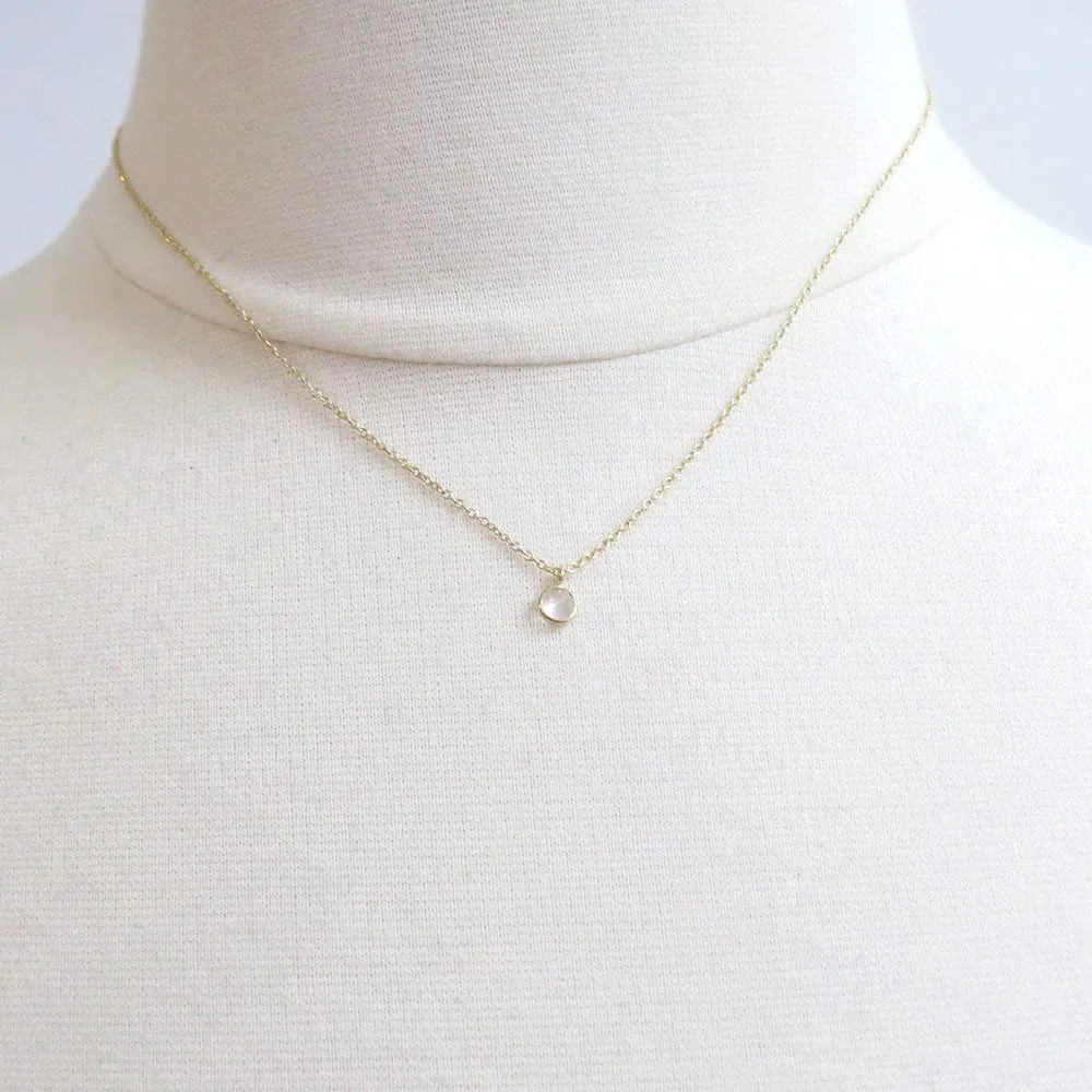 Yellow Gold & White Topaz Solitaire Necklace
