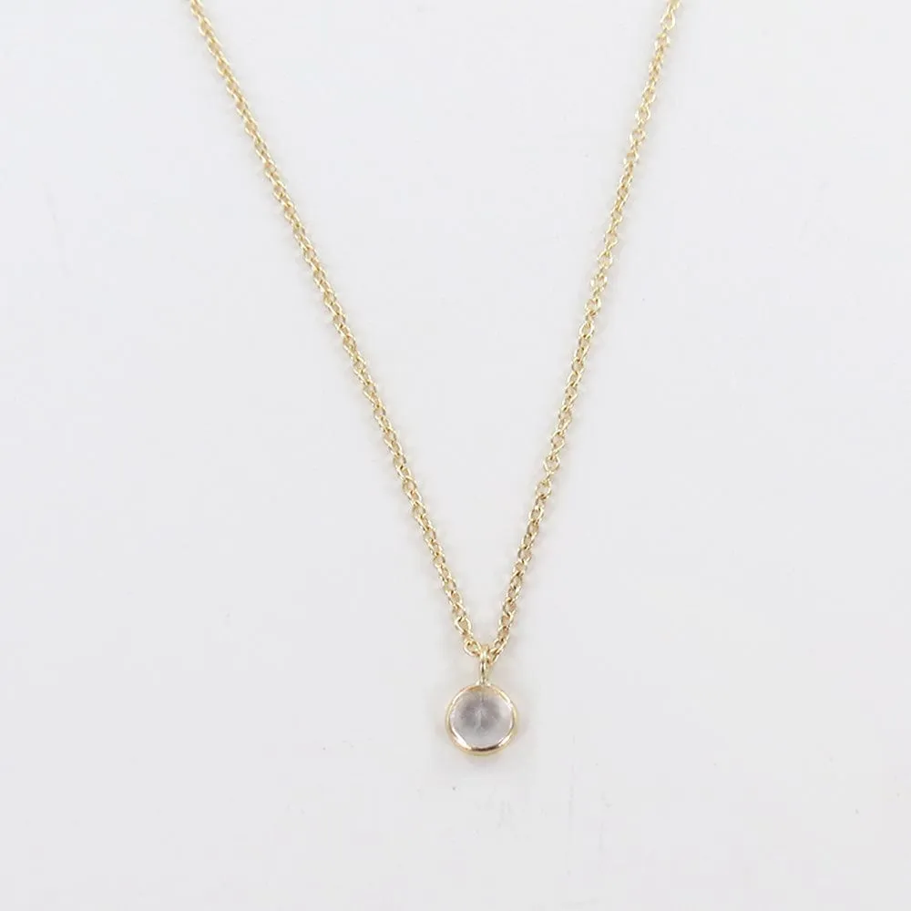 Yellow Gold & White Topaz Solitaire Necklace